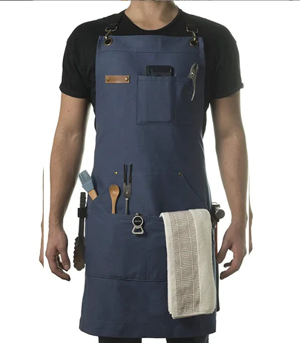 Chef Apron Multi-Pocket Canvas for Kitchen & Garden