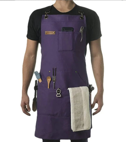 Chef Apron Multi-Pocket Canvas for Kitchen & Garden