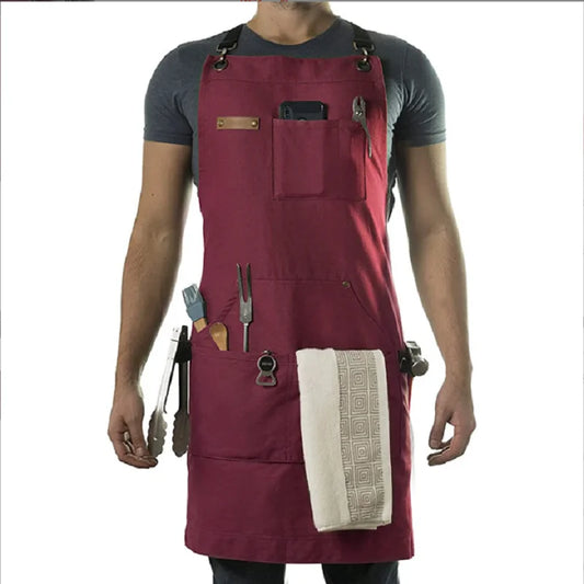 Chef Apron Multi-Pocket Canvas for Kitchen & Garden