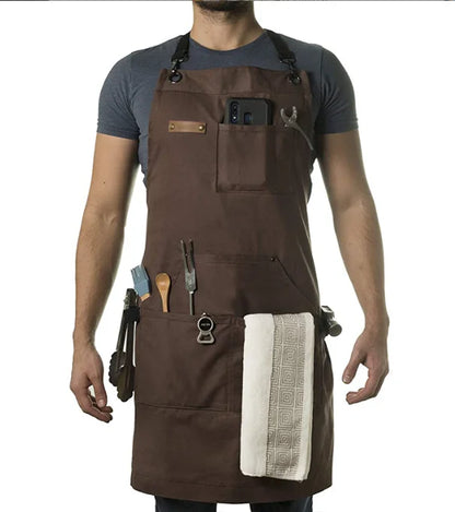 Chef Apron Multi-Pocket Canvas for Kitchen & Garden