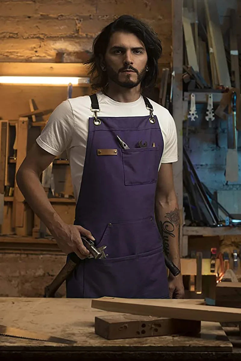 Chef Apron Multi-Pocket Canvas for Kitchen & Garden