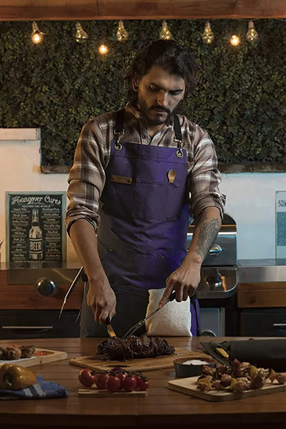 Chef Apron Multi-Pocket Canvas for Kitchen & Garden