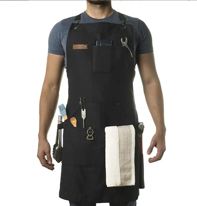 Chef Apron Multi-Pocket Canvas for Kitchen & Garden